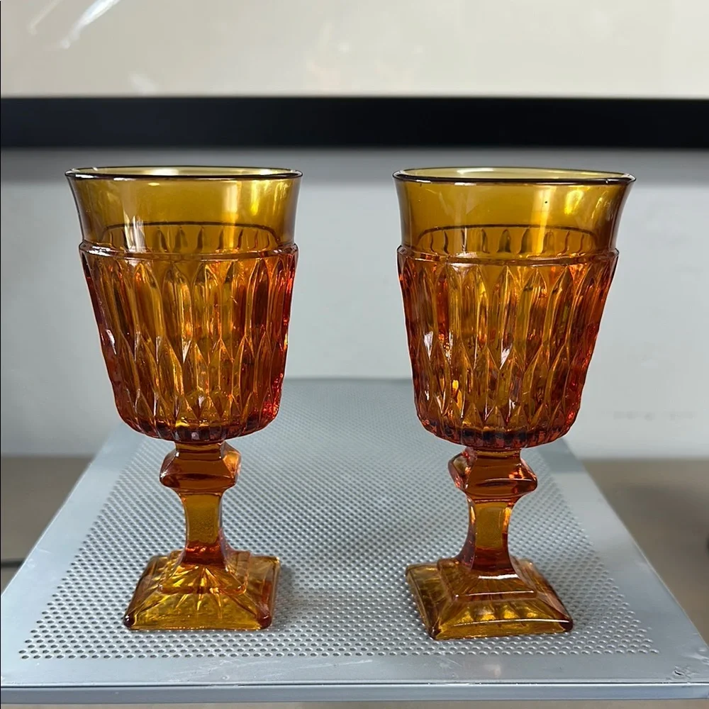 Indiana Glass Orange and Brown Drinkware Set for Dining - Picture 1 of 9
